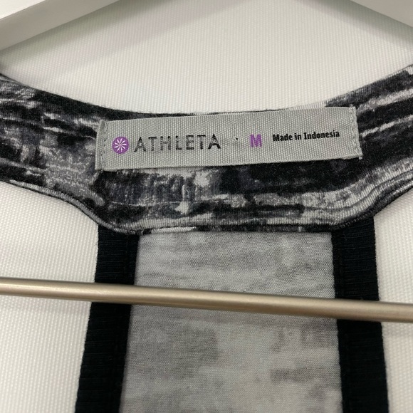 Athleta Soft Racerback Ruched Dress Black & Gray Space Dye Size Medium - Picture 4 of 8